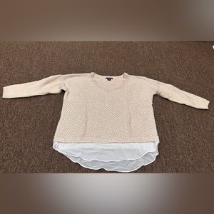 Metaphor Light cream M Sweater crew neck LS sheer bottom knit warm casual EUC!
